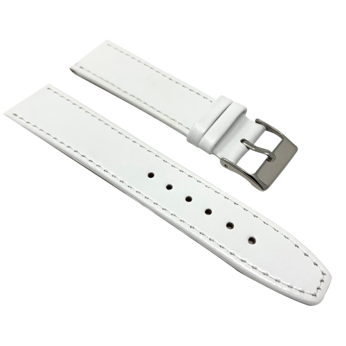 Bandini Bracelet classique mince en cuir pour montre intelligent, surpiqûre pour Garmin pourerunner, Vivoactive 4 - 22mm, Blanc / Boucle Argentée