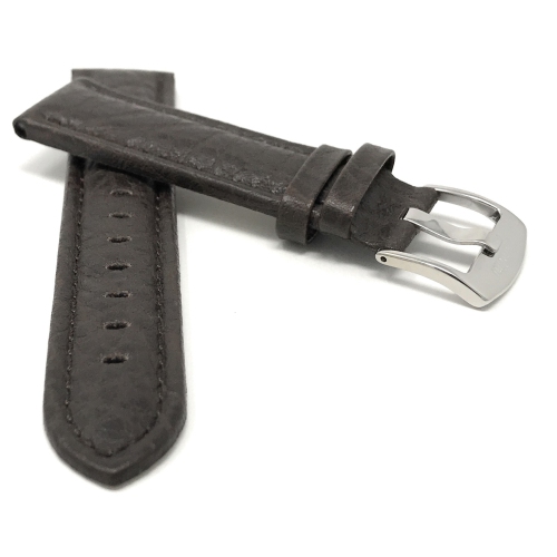 Bandini Bracelet de montre intelligente en cuir motif buffle pour hommes pour Garmin pourerunner, Vivoactive 4 - 22mm, Brun / Boucle Argentée