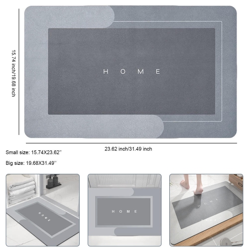 Bathroom Bathtub Mat Strong Absorption and Fast Drying Diatomaceous Earth - LIVINGbasics - Light Grey, 50*80cm