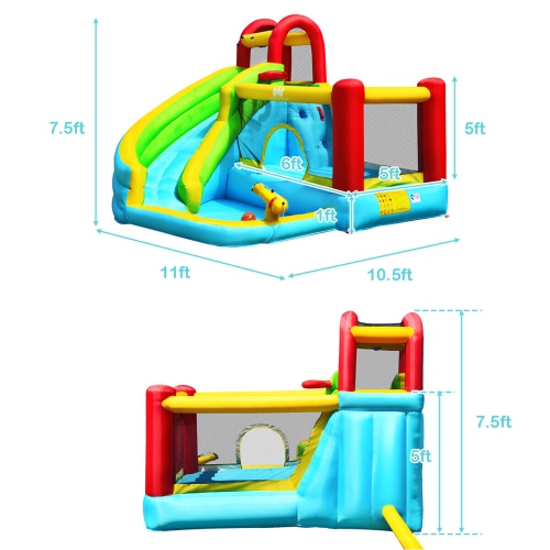 Gymax Inflatable Kids Water Slide Jumper Bounce House Splash Water Pool W/ 480W Blower