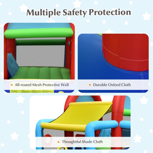 Gymax Kids Inflatable Bounce House Bouncer Castle w/ Double Slides Without Blower