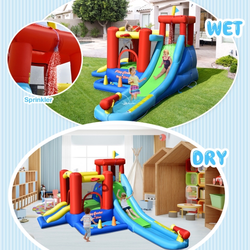 Gymax Kids Inflatable Bounce House Castle 9 in 1 Water Slide Park Without Blower
