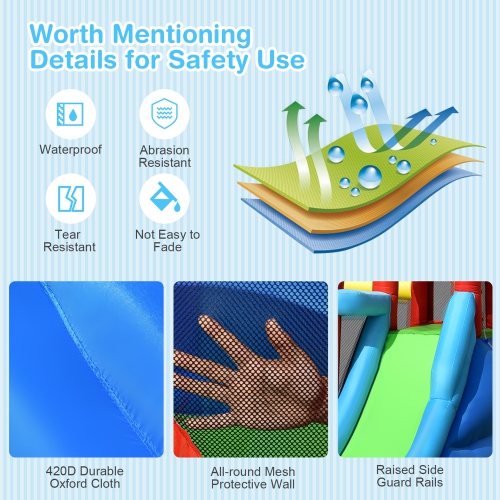 Gymax Kids Inflatable Bounce House Castle 9 in 1 Water Slide Park Without Blower