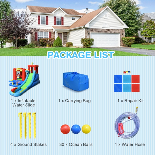 Gymax Kids Inflatable Bounce House Castle 9 in 1 Water Slide Park Without Blower