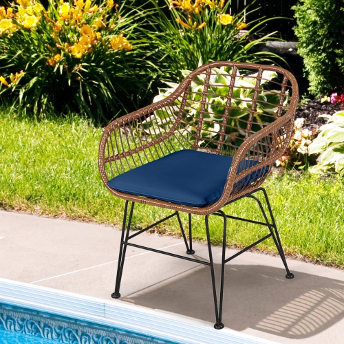 Gymax 3PCS Rattan Patio Conversation Set Bistro Chat Set w/ Cushions