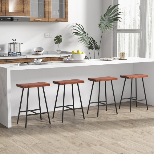 Gymax Saddle-Seat Bar Stool 4 Set Counter Height Bar Stools w/ Curved Seat Surface