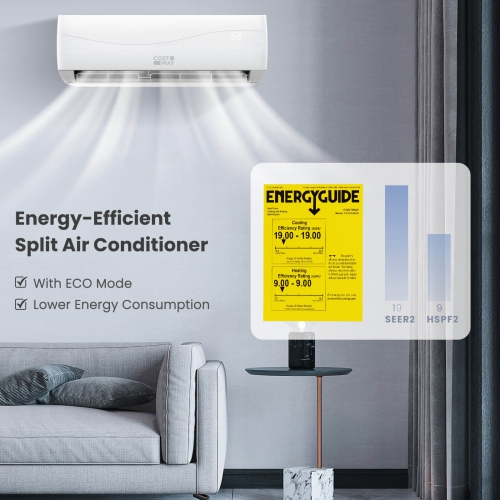 Mini climatiseur et radiateur 18000 BTU de Costway, 19 SEER2 1250 pi2 Couverture des employés à temps plein