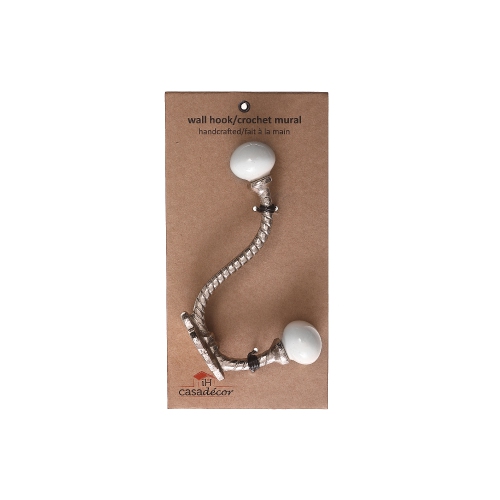 Iron Twist Hook With Ceramic Ivory Knob - Set of 4