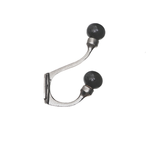 Iron Hook With Ceramic Black Knob - Set of 4