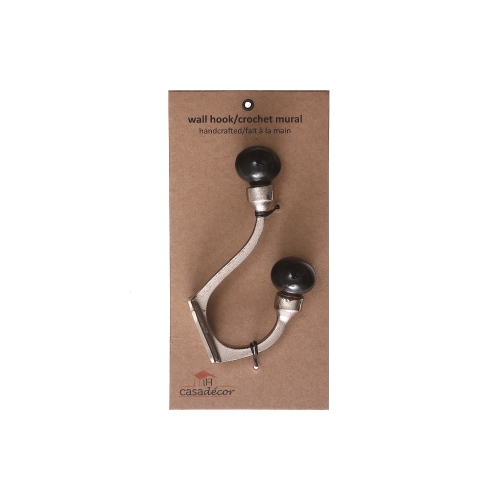 Iron Hook With Ceramic Black Knob - Set of 4