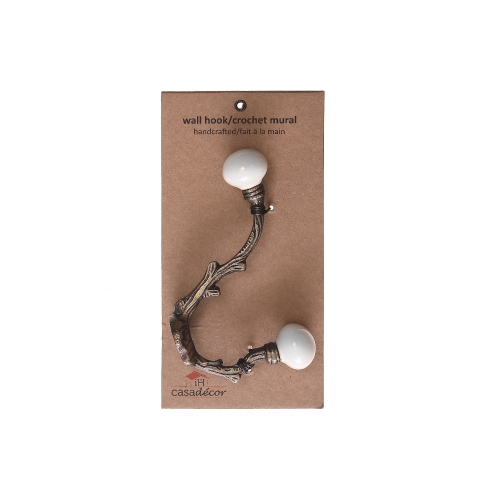 Iron French Hook With Ceramic Ivory Knob - Set of 4