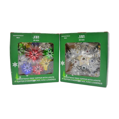 8" 10Lt Star Tree Topper (Asstd) - Set of 2