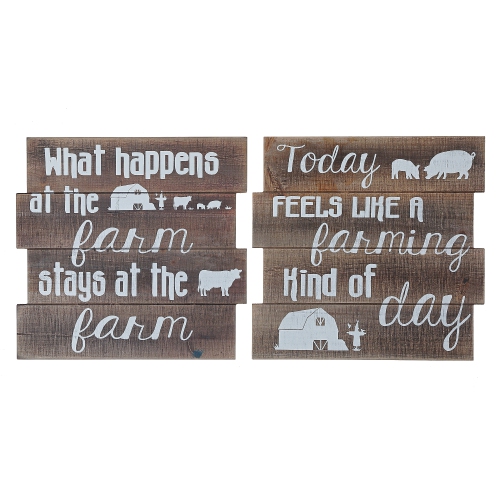 Asymmetrical Wood Wall Sign (Asstd) - Set of 2