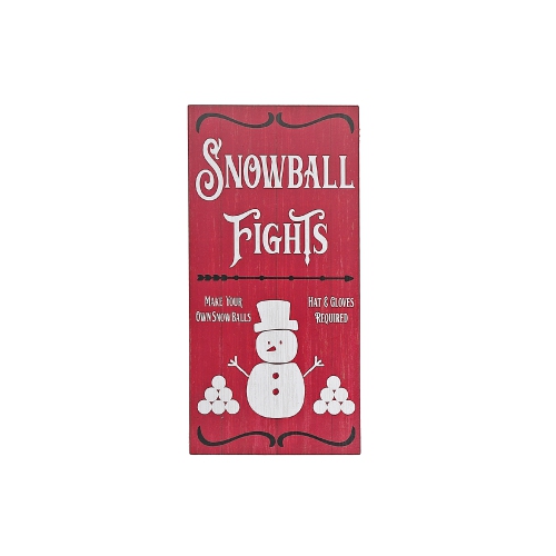Printed Mdf Snowball Fights Sign - Set of 2