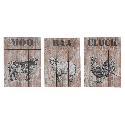 Wood Wall Sign With Metal Accent (Asstd) - Set of 3