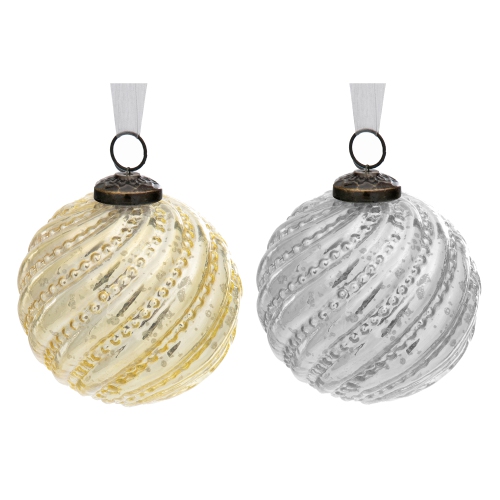 4" Glass Swirl Ornament - Set of 4