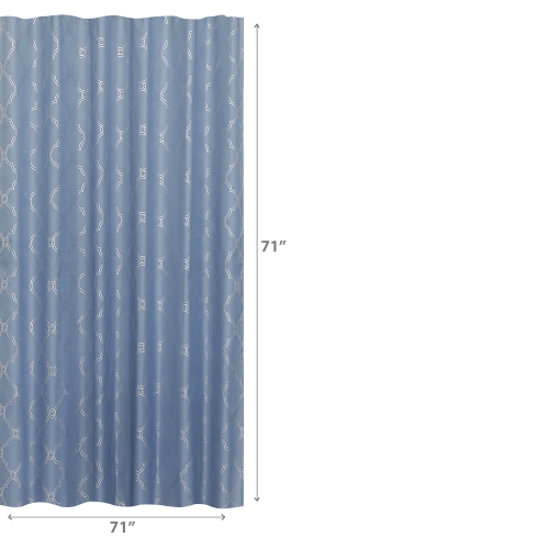 Maison Concepts Polyester Silver Foil Trellis Printed Shower Curtain Blue