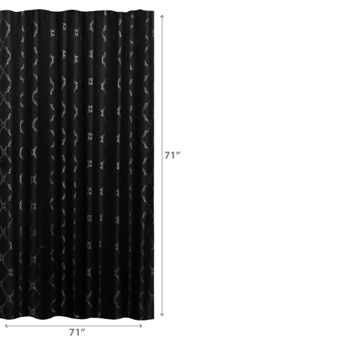 Maison Concepts Polyester Silver Foil Trellis Printed Shower Curtain Black