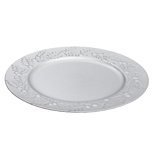 MAISON CONCEPTS INC  Charger Plate (Hollyberries) (Silver) (13") - Set Of 6
