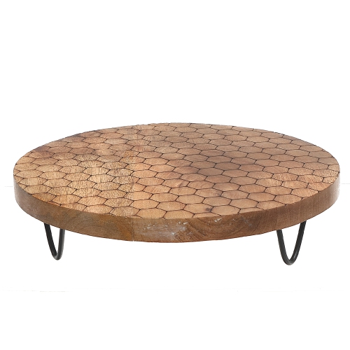 Mango Wood Honeycomb Round Cake Stand