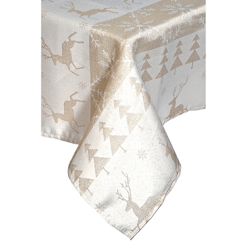 MAISON CONCEPTS INC  Lurex Tablecloth (54" X 72") (Gold Jumping Reindeers)