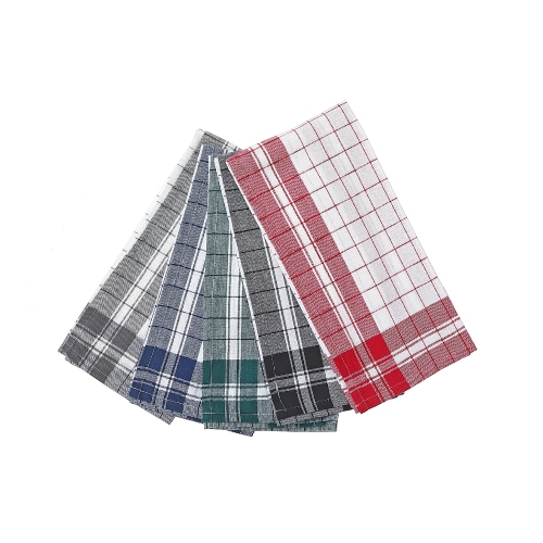 Cotton Checkered Kitchen Towels - Set of 5