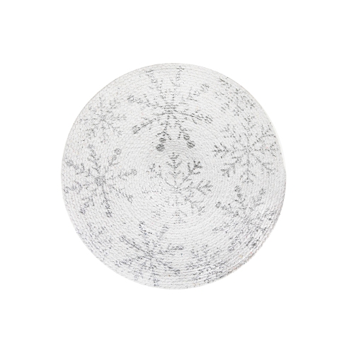 Foil Printed Snowflake Cotton Rope Placemat - Set of 12