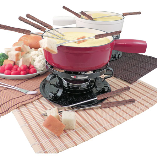 Swissmar Lugano 9-Piece Cast Iron Fondue Set - White