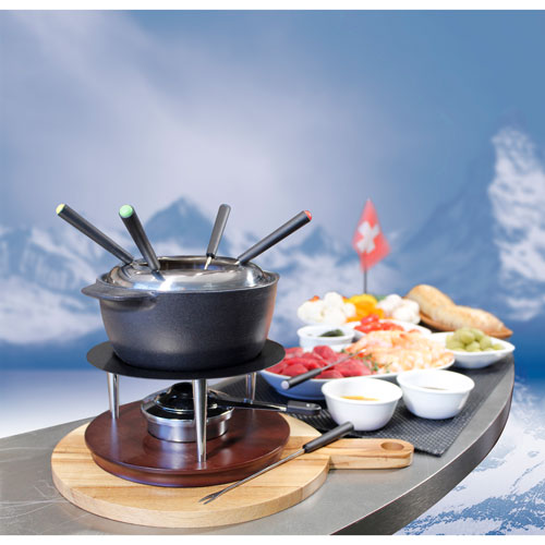 Swissmar Summit 10-Piece Cast Iron Fondue Set (F66921) - Black