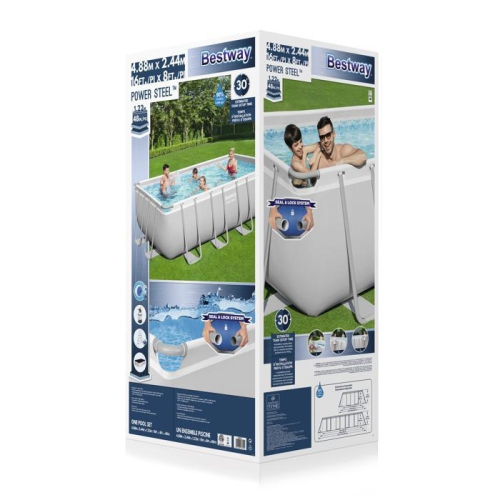 Bestway Power Steel™ 16' x 8' x 48"/4.88m x 2.44m x 1.22m Rectangular Pool Set prime choice for families because of its superior steel frame design