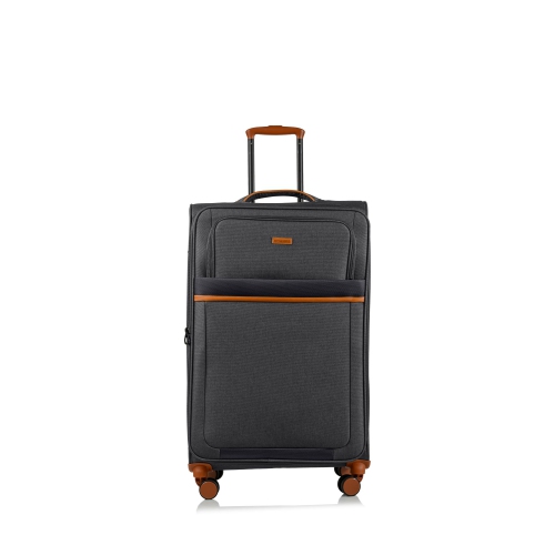 CHAMPS Ensemble de 3 valises ultra léger à coté souple de la collection "Classic II" à 4 roues latérales -Gris