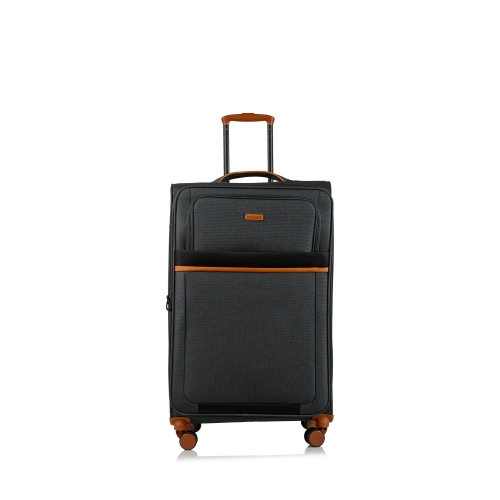 CHAMPS Ensemble de 3 valises ultra léger à coté souple de la collection "Classic II" à 4 roues latérales -Noir