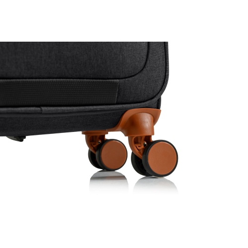 CHAMPS Ensemble de 3 valises ultra léger à coté souple de la collection "Classic II" à 4 roues latérales -Noir