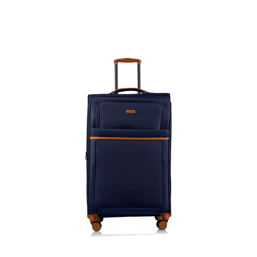 CHAMPS Ensemble de 3 valises ultra léger à coté souple de la collection "Classic II" à 4 roues latérales -Marine