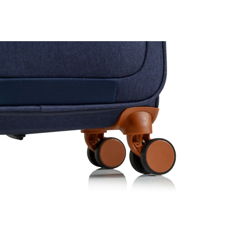 CHAMPS Ensemble de 3 valises ultra léger à coté souple de la collection "Classic II" à 4 roues latérales -Marine