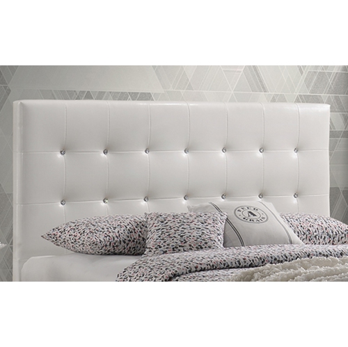 White Faux Leather Diamond Tufted Queen Size Platform Bed