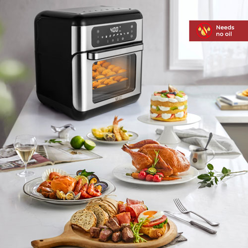 Four friteuse à air chaud numérique d'Ultima Cosa - 10 l/10,6 pte - Acier inoxydable noir - Exclusivité de Best Buy