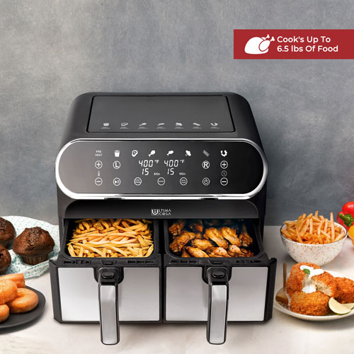 Ultima Cosa Digital Dual Zone Air Fryer - 8L/8.5QT - Black Stainless Steel - Only at Best Buy