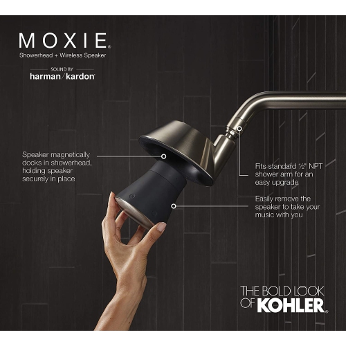 Open Box - Kohler Moxie 1.75 gpm Showerhead / Rechargeable Wireless Speaker - Brushed Nickel