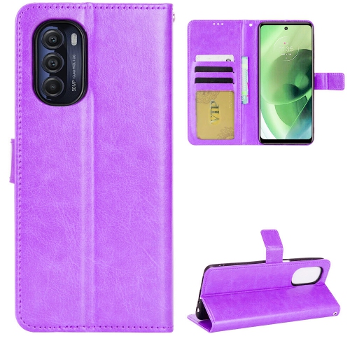 [CS] Étui pour Moto G 5G de Motorola, étui folio portefeuille en cuir magnétique à rabat avec fente pour carte, violet