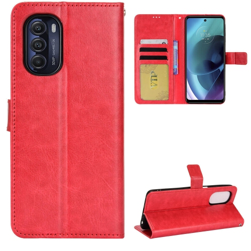 [CS] Étui pour Moto G 5G de Motorola, étui portefeuille folio magnétique en cuir avec fente pour carte, rouge