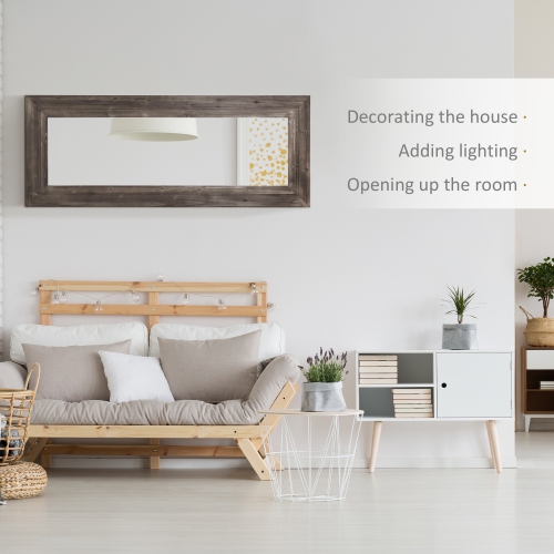 HOMCOM 59" x 23.5" Full Length Mirror, Farmhouse Wall Mount and Leaner Floor Mirror, Vertical and Horizontal for Bedroom, Dark Brown
