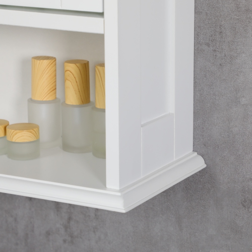kleankin Modern Wall Mount Bathroom Cabinet, Storage Organizer with 2 Door Cabinet and Open Shelf, White
