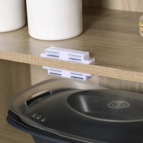 HOMCOM – Armoire garde-manger de 70 po, armoire de rangement autonome à 4 portes, garde-manger à 6 niveaux pour salon, naturel