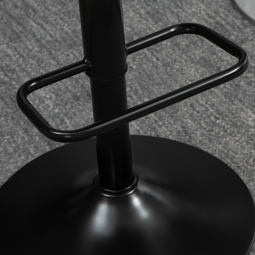 HOMCOM Adjustable Bar Stools Set of 2, Swivel Tufted PU Leather Barstools with Footrest, Back and Large Base, Upholstered Bar Chairs for Kitchen