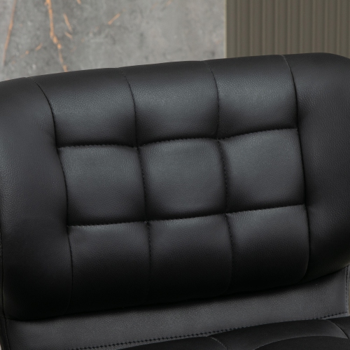 HOMCOM Adjustable Bar Stools Set of 2, Swivel Tufted PU Leather Barstools with Footrest, Back and Large Base, Upholstered Bar Chairs for Kitchen