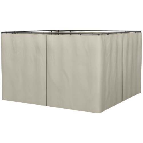 OUTSUNNY  10' X 10' Universal Gazebo Sidewall Set With 4 Panels, Hooks/c-Rings Included for Pergolas & Cabanas In Beige