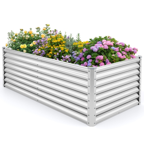 GYMAX  Raised Garden Bed Large Metal Planter Box Kit for Vegetable Herb 6' X 3' X 2'
