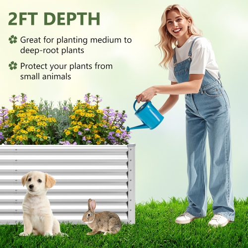 Gymax Raised Garden Bed Large Metal Planter Box Kit for Vegetable Herb 6' x 3' x 2'