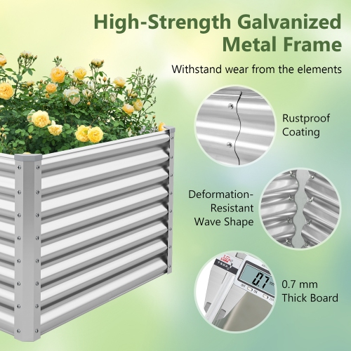 Gymax Raised Garden Bed Large Metal Planter Box Kit for Vegetable Herb 6' x 3' x 2'